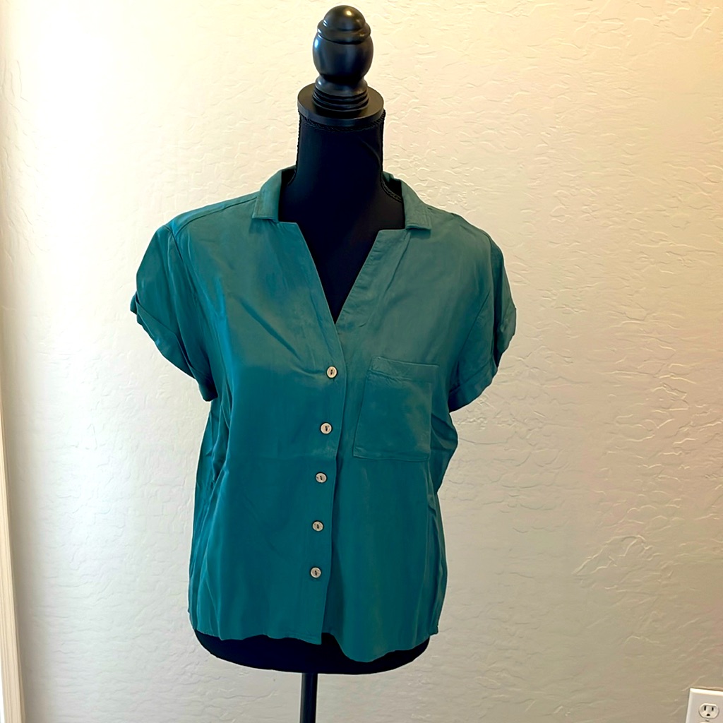 Green Button Down Top